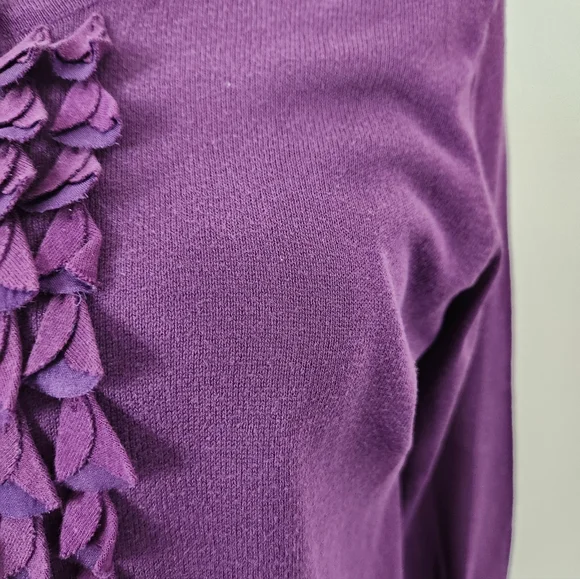 Purple Ruffle-Front Cardigan By Merona - Picture 3 of 7
